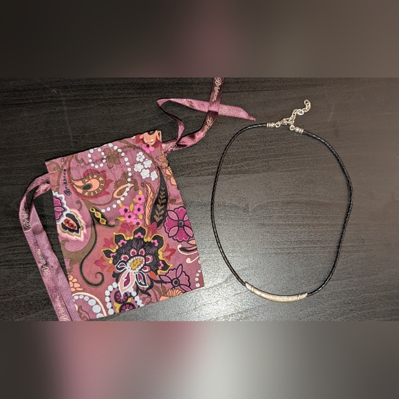 Brighton Black Leather and Silver Necklace And Dust Bag - Picture 3 of 7